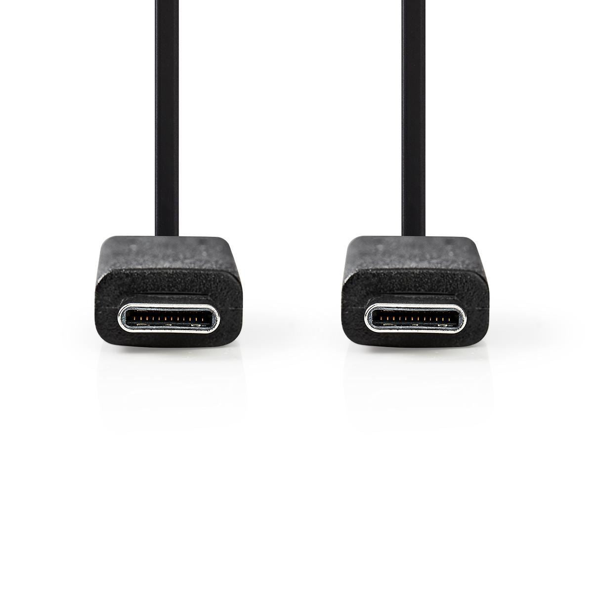 Nedis USB Cable | USB 3.2 Gen 2 | USB-C™ Male | USB-C™ Male | 15 W | 10 Gbps | Nickel Plated | 1.00 m | Round | PVC | Black | Tag