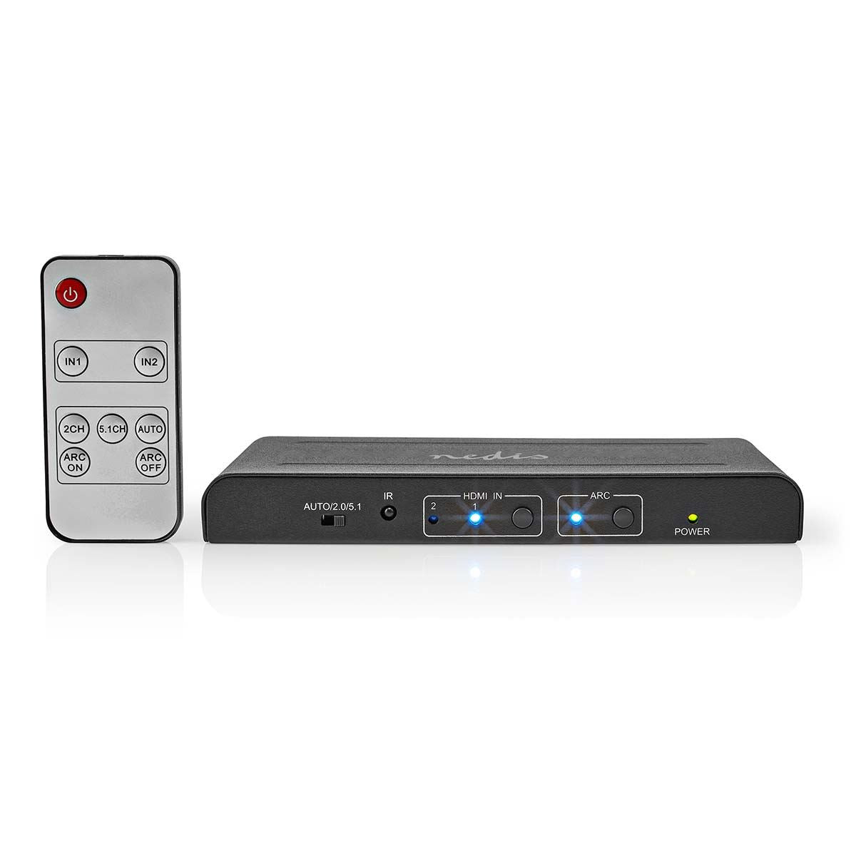 Nedis HDMI™ Extractor | 2x HDMI™ Input | TosLink Female / 1x HDMI™ Output / 2x RCA / 3.5 mm | Maximum resolution: 4K@60Hz | 18 Gbps | Metal | Anthracite | Box