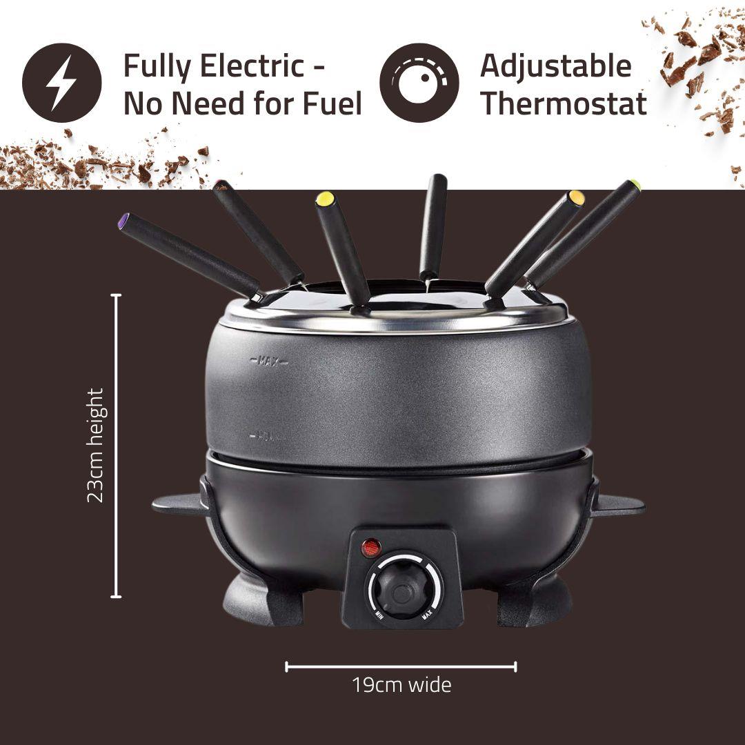 Nedis 2.3L Electric Fondue Set with 6 Forks and Adjustable Temperature