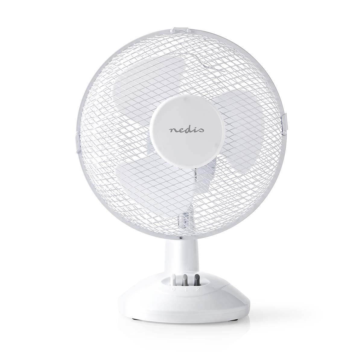 Nedis Table Fan | Mains Powered | Diameter: 230 mm | 22 W | Oscillation | 2-Speed | White