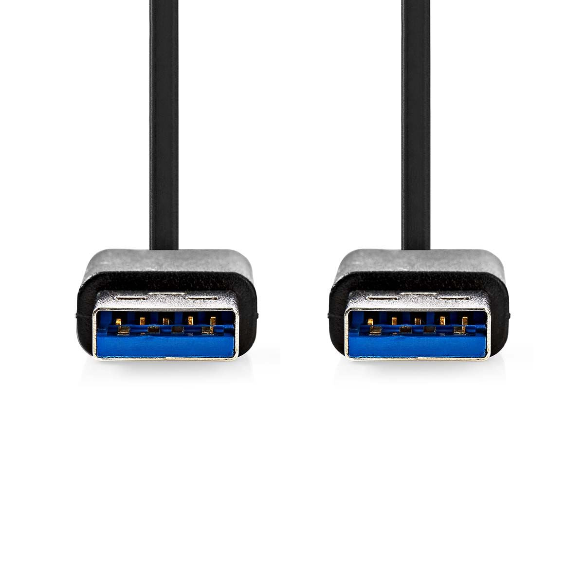Nedis USB Cable | USB 3.2 Gen 1 | USB-A Male | USB-A Male | 5 Gbps | Nickel Plated | 1.00 m | Round | PVC | Black | Label