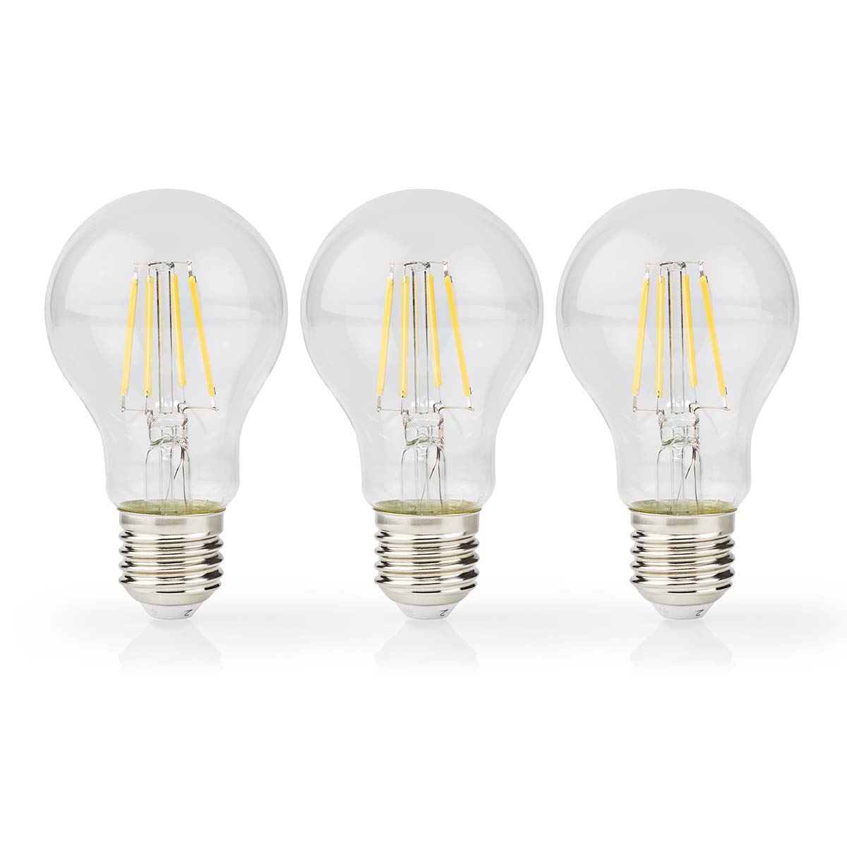 Nedis LED Filament Bulb E27 | A60 | 4 W | 470 lm | 2700 K | Warm White | Retro Style | 3 pcs