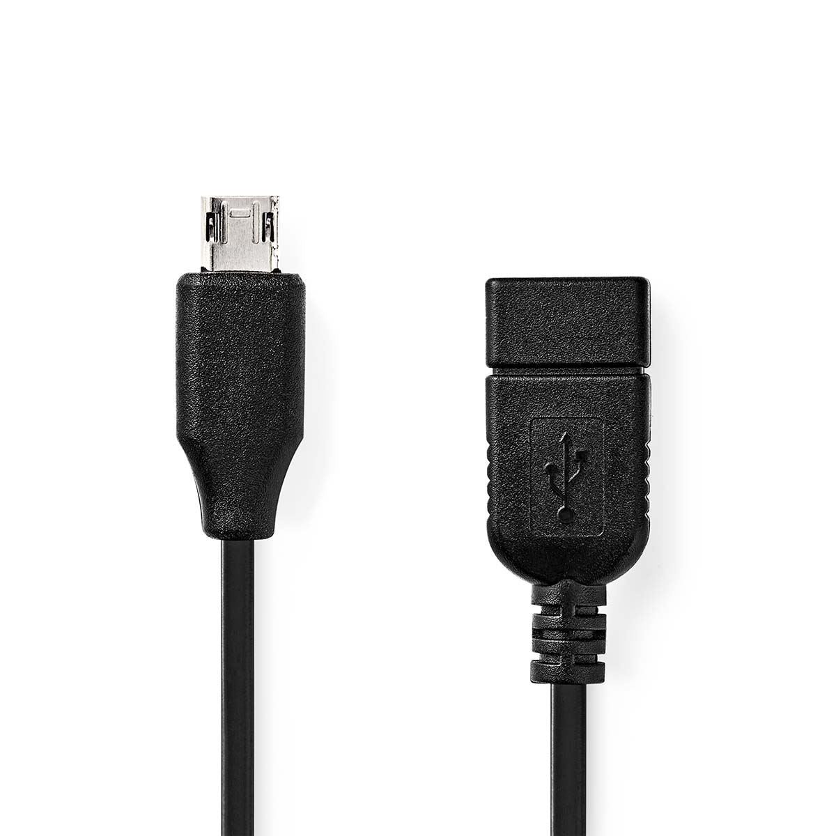 Nedis USB Micro-B Adapter | USB 2.0 | USB Micro-B Male | USB-A Female | 480 Mbps | 0.20 m | Round | Nickel Plated | PVC | Black | Box