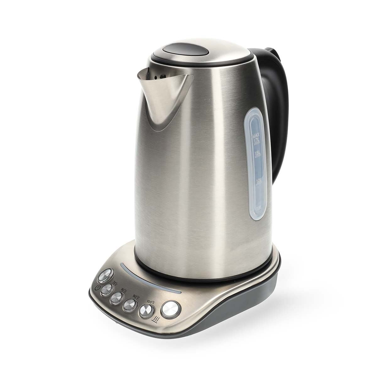 Nedis SmartLife Electric Kettle | Wi-Fi | 1.7 l | Stainless Steel | 70,80,90,100 °C | Temperature indicator | Rotatable 360 degrees | Concealed heating element | Strix® controller | Android™ / IOS