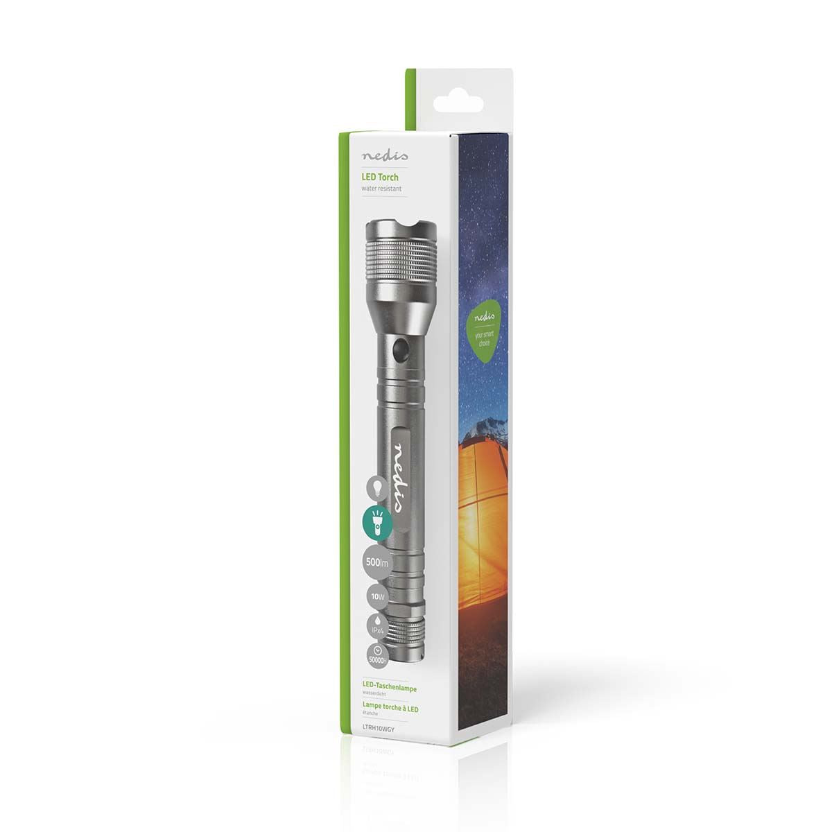 Nedis LED Torch | Battery Powered | 4.5 V DC | 10 W | 3x C/LR14 | Rated luminous flux: 500 lm | Light range: 250 m | Beam angle: 9.5 °
