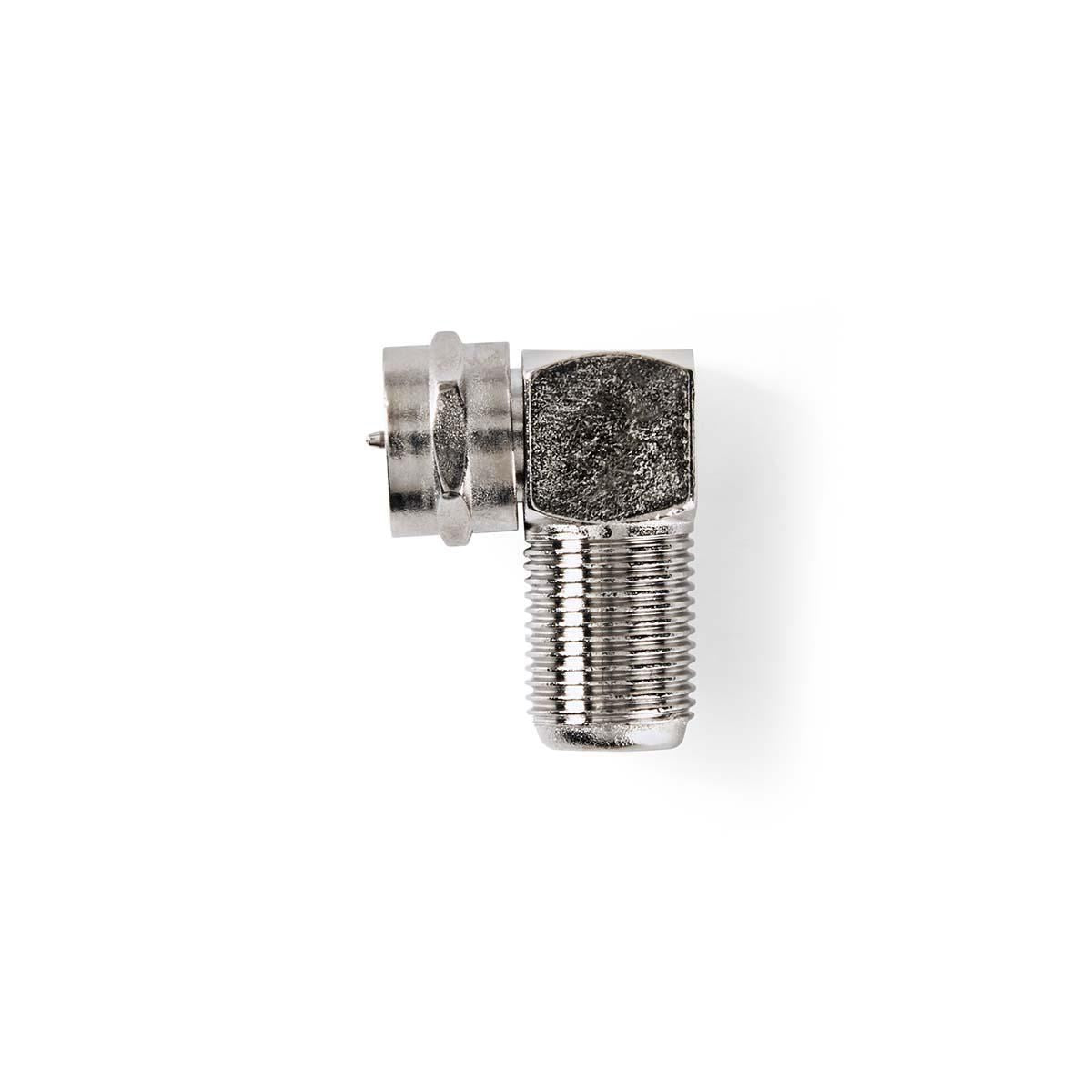 Nedis Satellite & Antenna Adapter | F Male | F Female | Nickel Plated | 75 Ohm | Angled 90° | Metal | Silver | 10 pcs | Envelope