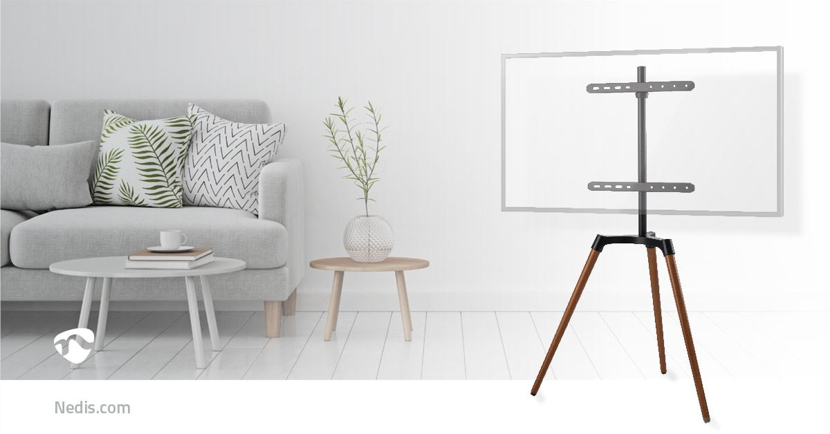 Nedis TV Floor Stand | 50 - 65 " | Maximum supported screen weight: 35 kg | Scandinavian Design | Rotatable | Anti-tip strap | Snap-lock | Aluminium / Steel | Black