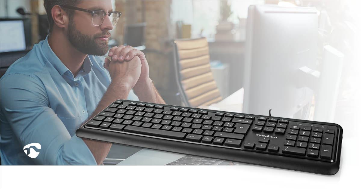 Nedis Wired Keyboard | USB-A | Multimedia | AZERTY | BE Layout | Numeric keypad