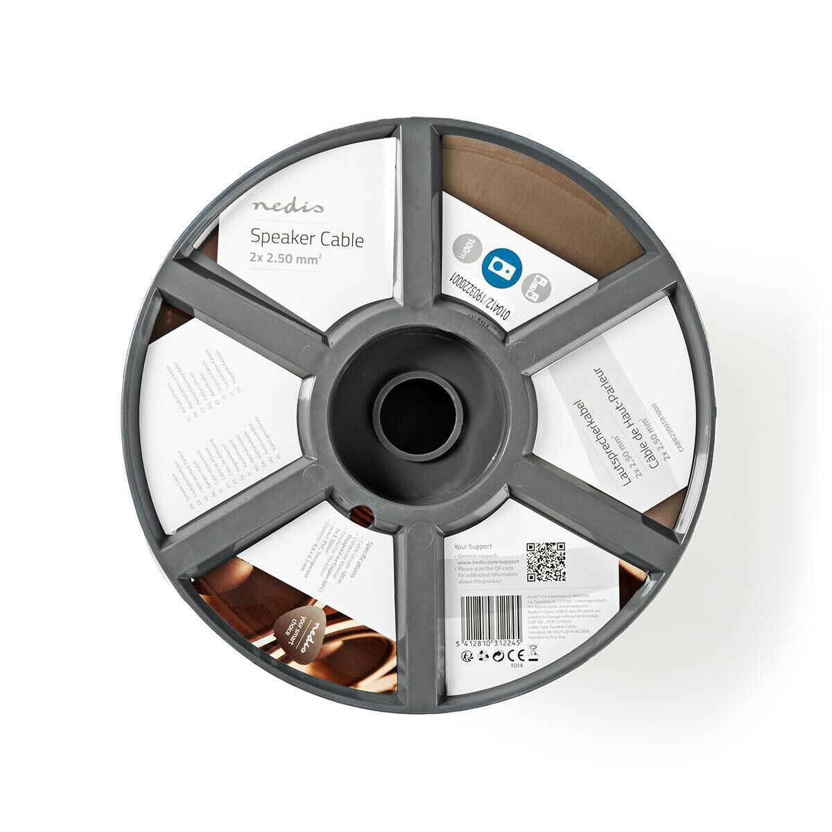 Nedis Speaker Cable | 2 x 2.50 mm² | Copper | 100.0 m | Round | PVC | Transparent | Reel