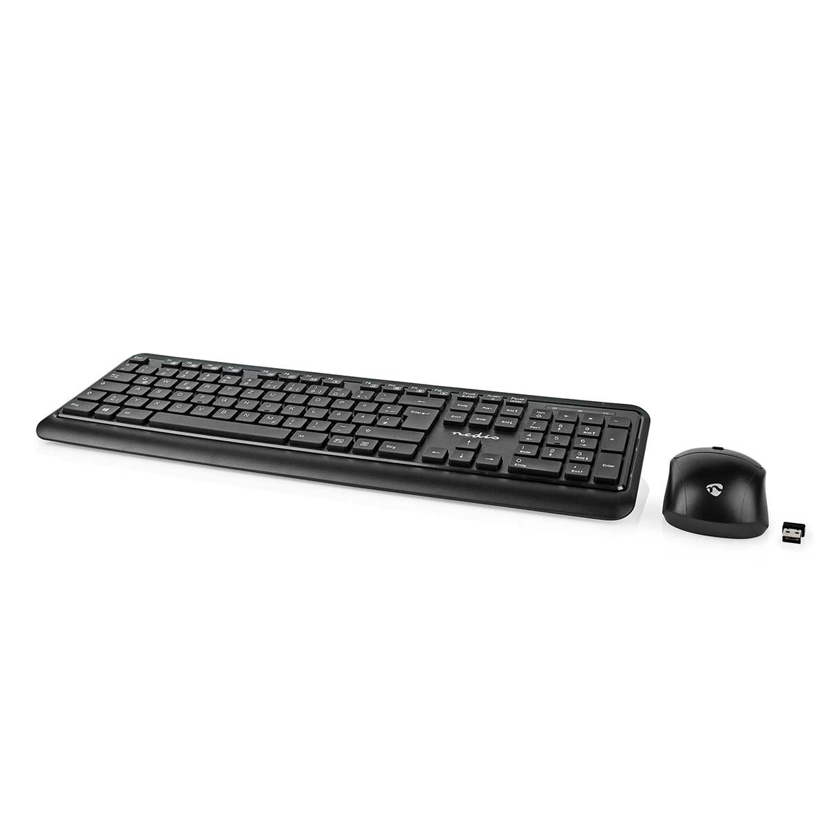 Nedis Mouse and Keyboard Set | Wireless | Mouse and keyboard connection: USB | 800 / 1200 / 1600 dpi | Adjustable DPI | QWERTZ | DE Layout