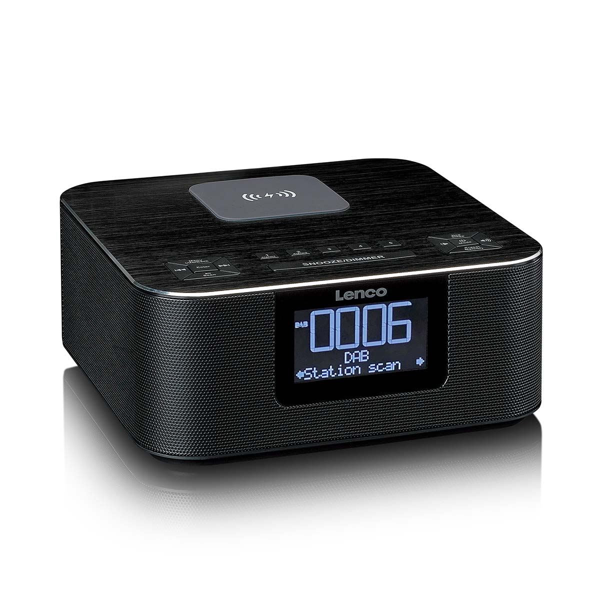 Lenco CR-650BK | DAB+ FM Clock Radio | USB | Qi Wireless Smartphone Charging | Black