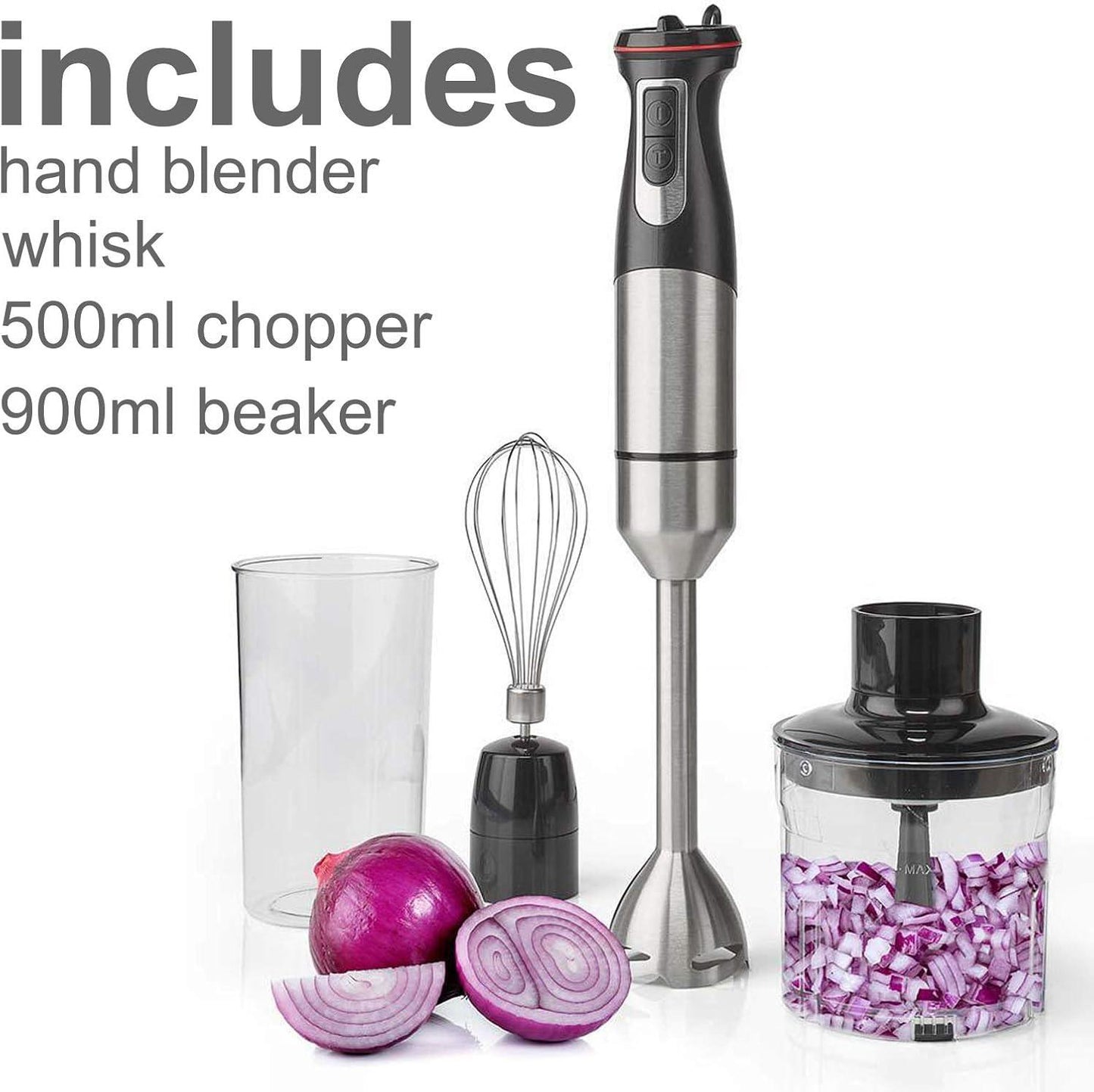 Nedis Hand Blender | 800 W | Speed settings: Variable Speed Control | Chopper | Aluminium / Black