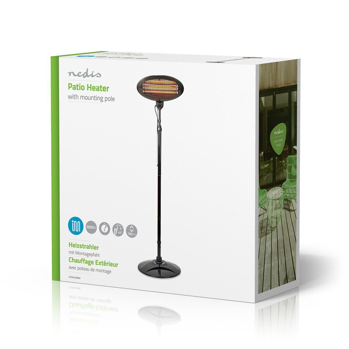 Nedis Patio Heater | 2000 W | 3 Heat Settings | Fall over protection | IP34 | Black