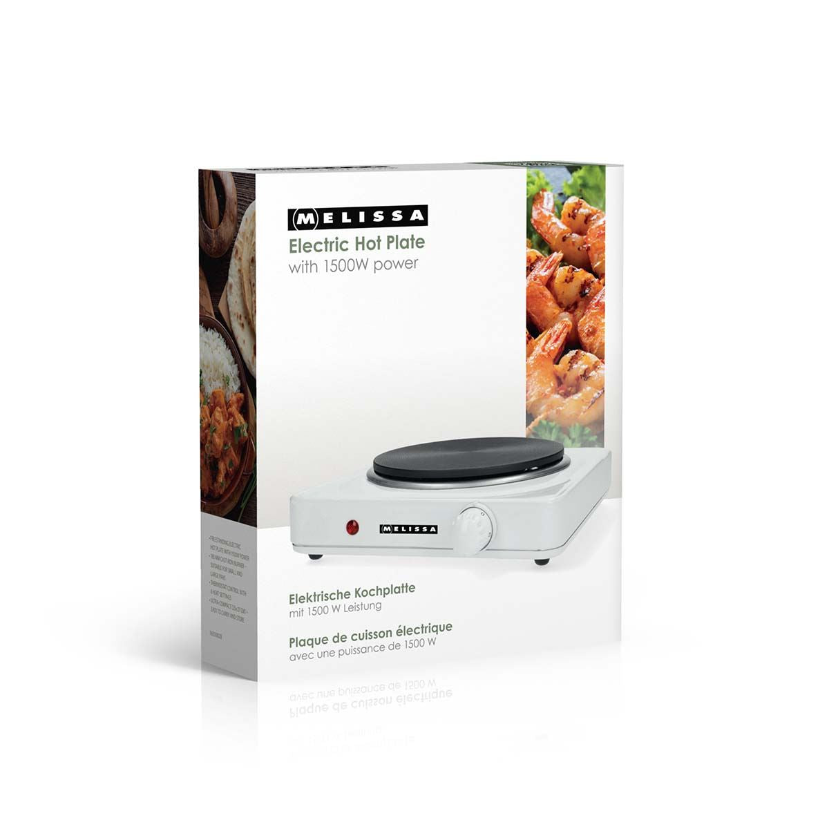 MELISSA 16350028 | Electric Hot Plate | 1500 W | Ø 18.5 cm | 6 Heat settings | Non-slip feet | White