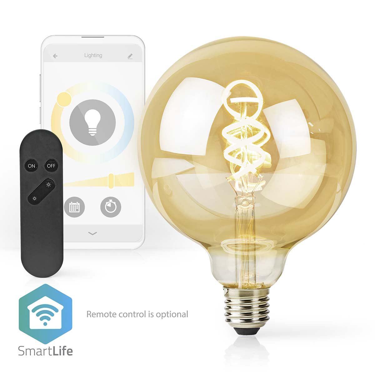Nedis SmartLife LED Filament Bulb | Wi-Fi | E27 | 360 lm | 4.9 W | Warm to Cool White | 1800 - 6500 K | Glass | Android™ / IOS | Globe | 1 pcs