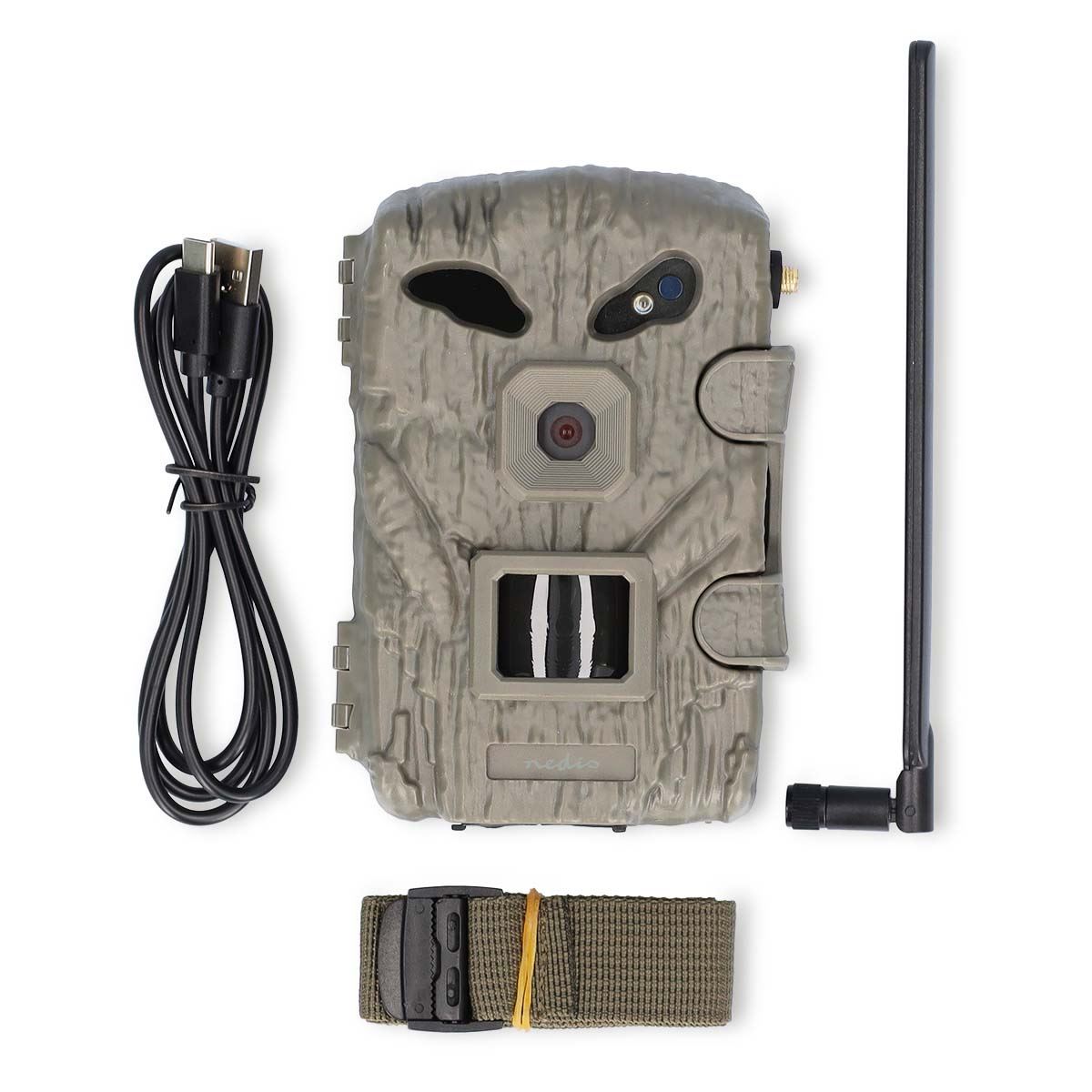 Nedis Wildlife Camera | 4G | 1080p@30fps | 30.0 MPixel | 2 MPixel CMOS | IP66 | 4G | Black No-Glow IR | Night vision | Viewing angle: 50 ° | Motion sensor | Detection angle: 50 ° | Detection range: 20 m | LCD Screen | Green