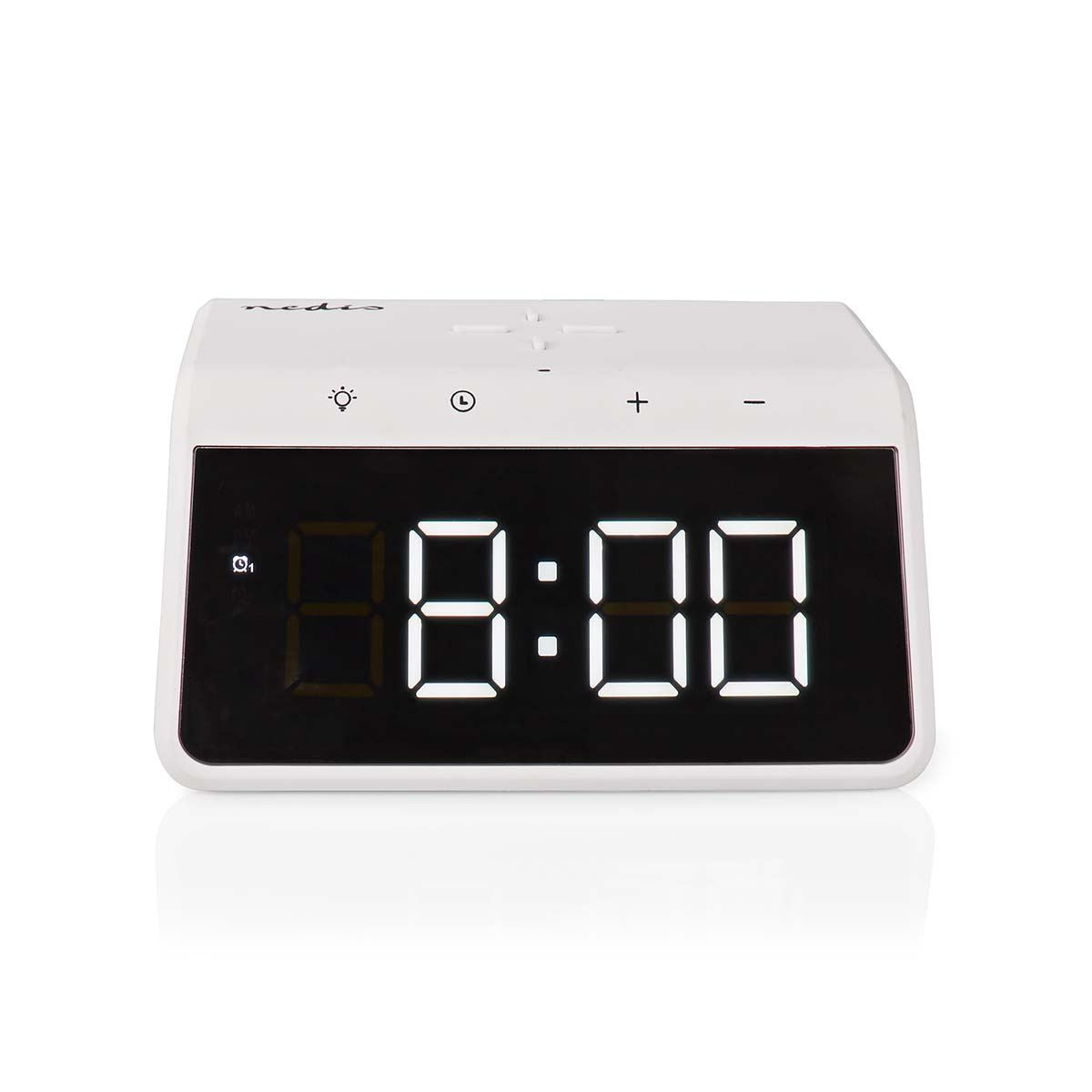 Nedis Alarm clock with wireless charging | Qi certified | 5 / 7.5 / 10 / 15 W | USB-A Male | Night Light | 2 Alarm Times | Snooze function