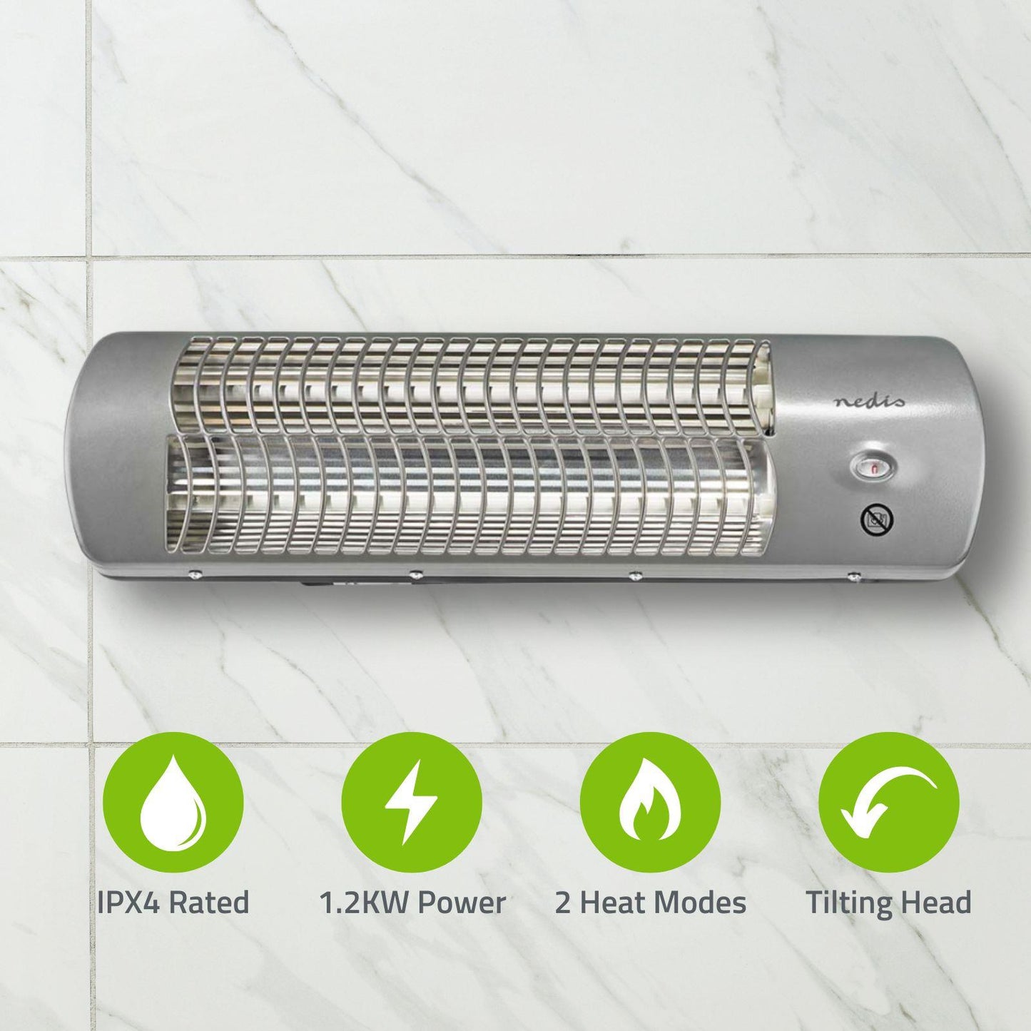 Nedis Bathroom Heater | 1200 W | 2 Heat Modes | X4 | Grey