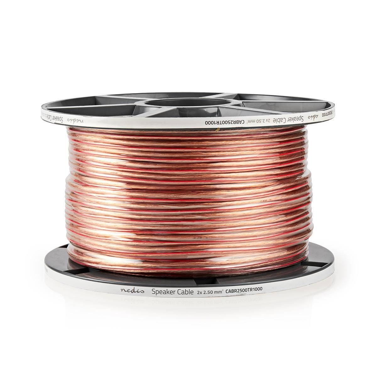 Nedis Speaker Cable | 2 x 2.50 mm² | Copper | 100.0 m | Round | PVC | Transparent | Reel