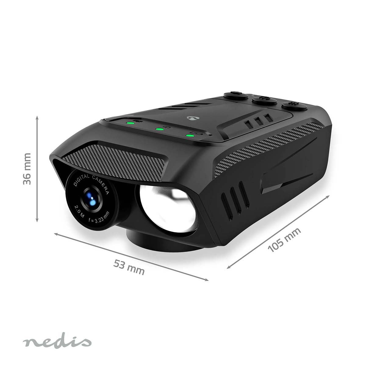 Nedis Cycling Camera | 1080p@30fps | 2 MPixel | 600 min | 70 ° | 300 min | Mounts included | Black