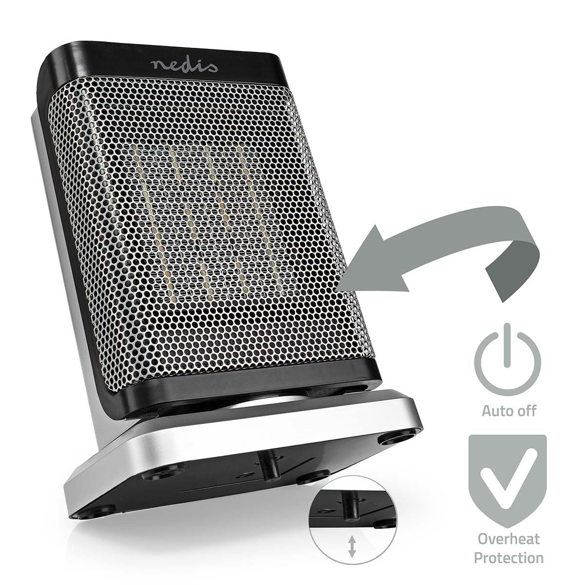 Nedis Ceramic PTC Fan Heater | 1000 / 1500 W | 2 Heat Modes | Adjustable thermostat | Rotates automatically | Overheating protection | Fall over protection