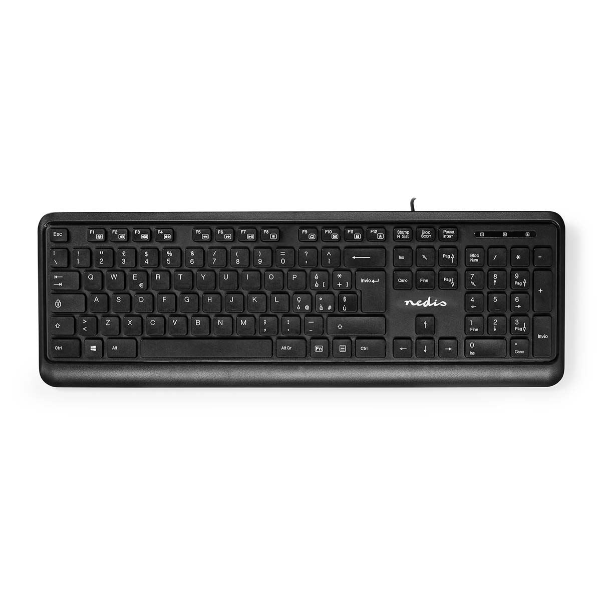 Nedis Wired Keyboard | USB-A | Multimedia | QWERTY | IT Layout | Numeric keypad