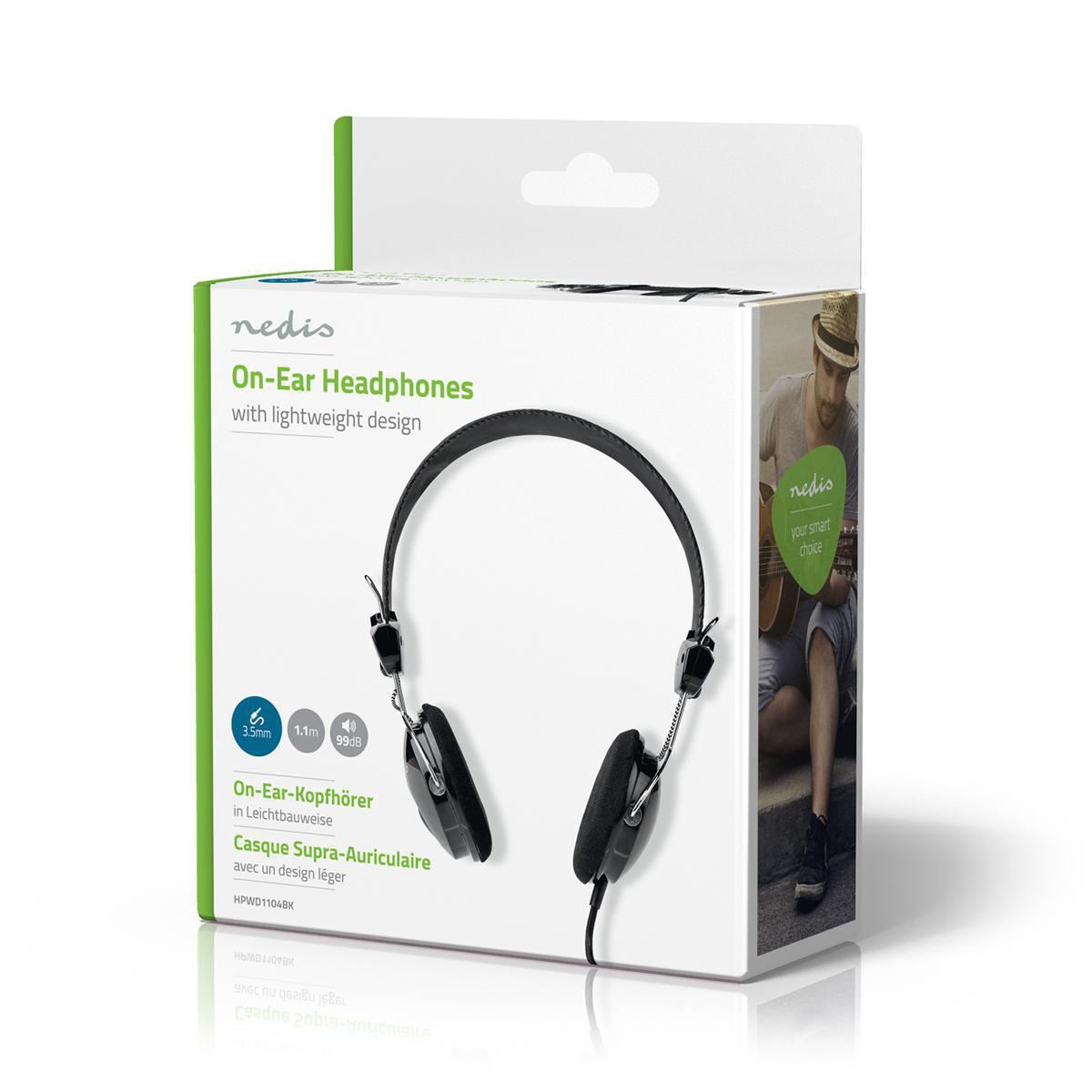 Nedis On-Ear Wired Headphones | 3.5 mm | Cable length: 1.10 m | Black