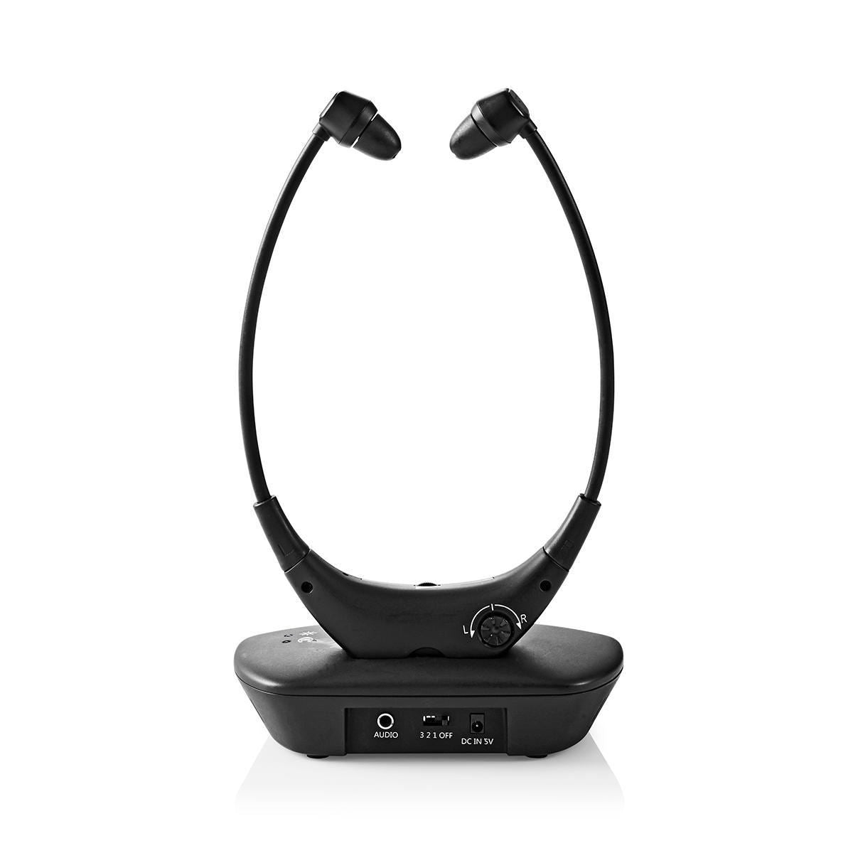 Nedis Wireless TV Headphones | RF | In-Ear | Maximum battery play time: 4.5 hrs | 35 m | Digital Audio | Charging dock | Balance control | Black