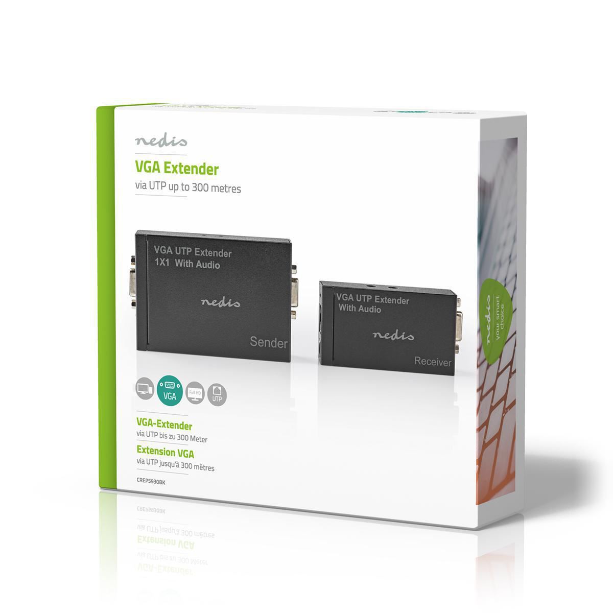 Nedis VGA Extender | VGA / Audio | Distance up to: 300 m | Cat5e / Cat6 | 1920x1200 | Type C (CEE 7/16)