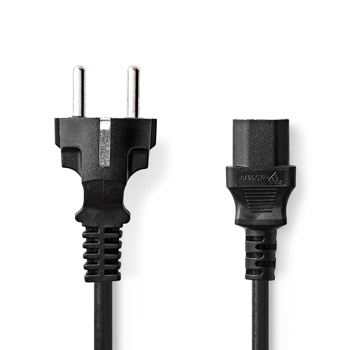Nedis Power Cable | Plug with earth contact male | IEC-320-C13 | Straight | Straight | Nickel Plated | 5.00 m | Round | PVC | Black | Label
