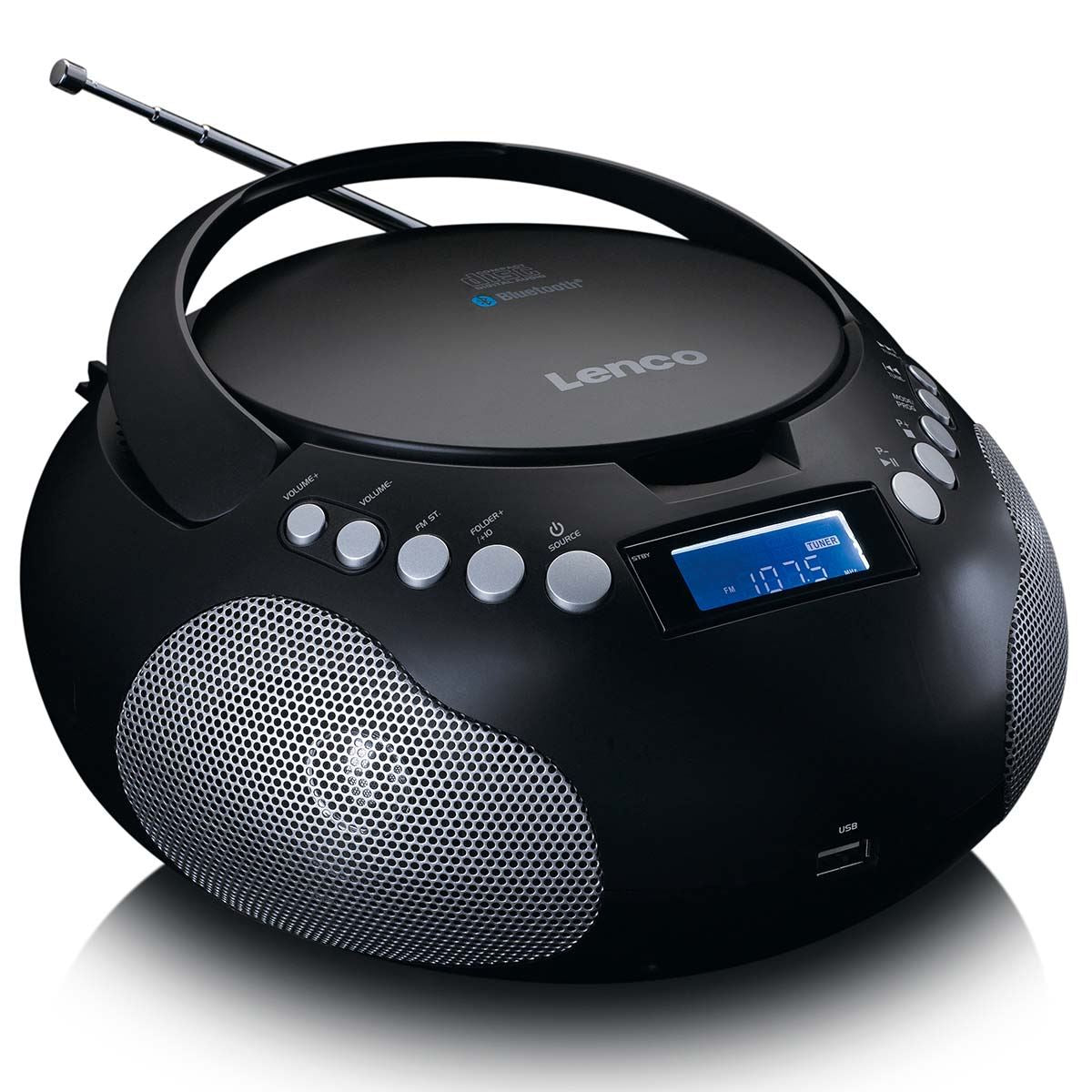 Lenco Portable radio CD/MP3 with USB and Bluetooth Black
