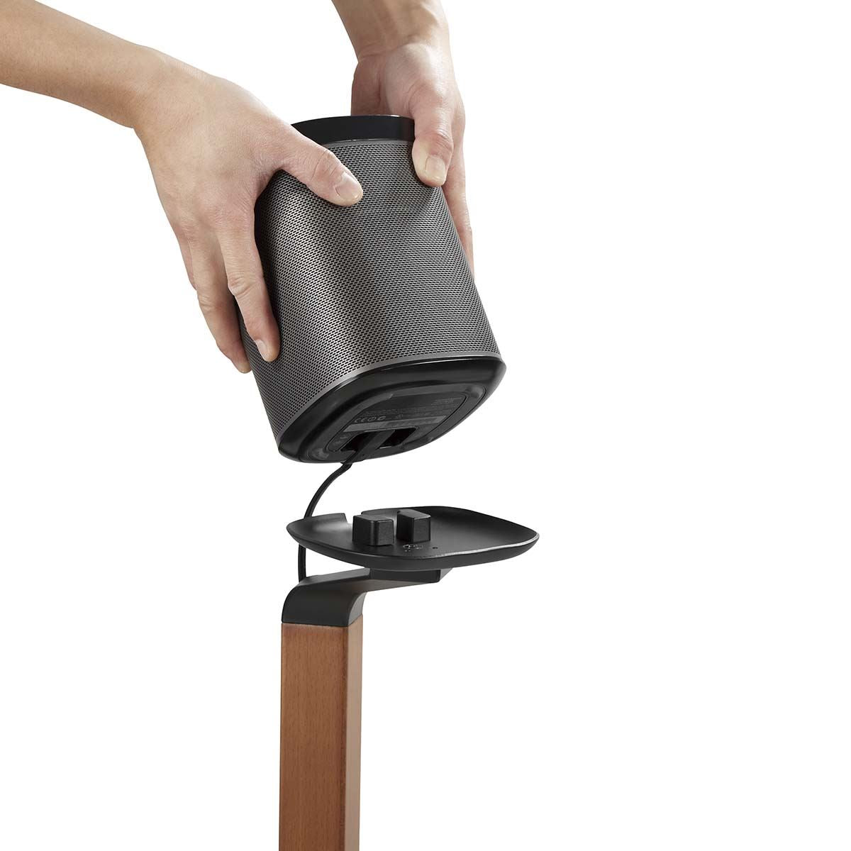 Nedis Speaker Mount | Compatible with: Sonos® One SL™ / Sonos® One™ / Sonos® PLAY:1™ | Stand | 10 kg | Fixed | Metal / Wood | Black / Brown