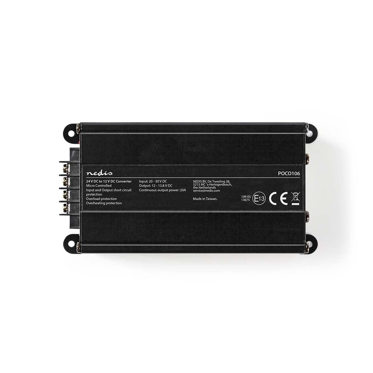 Nedis Power Converter | Car Powered | 24 V DC | 12 V DC | 240 W | Screw Terminal | Equipped with a fuse | Black