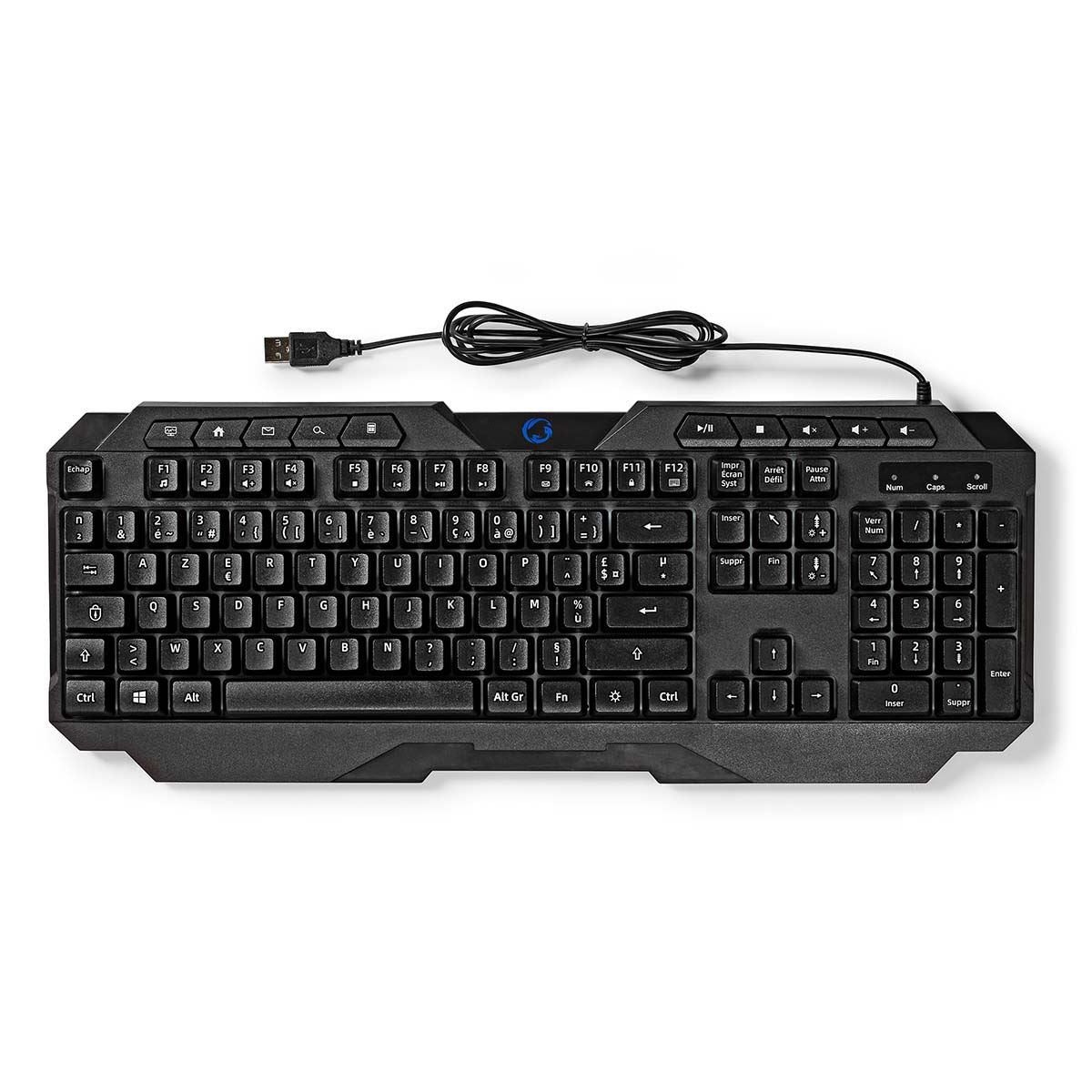 Nedis Wired Gaming Keyboard | USB Type-A | Membrane Keys | LED | AZERTY | FR Layout | USB Powered | Power cable length: 1.30 m | Multimedia