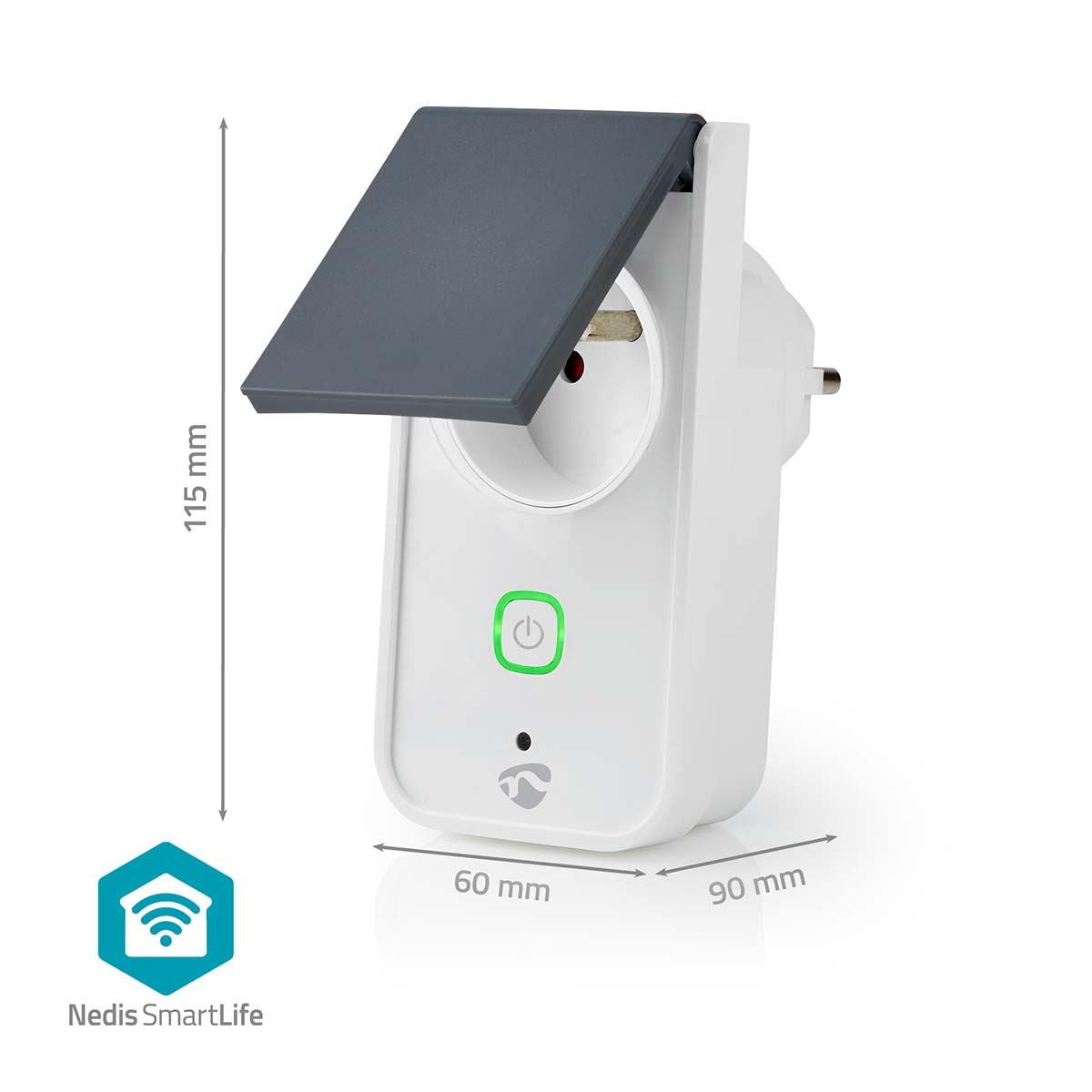 Nedis SmartLife Smart Plug | Wi-Fi | IP44 | Power meter | 3680 W | Type E (CEE 7/6) | -30 - 40 °C | Android™ / IOS | Grey / White | 1 pcs