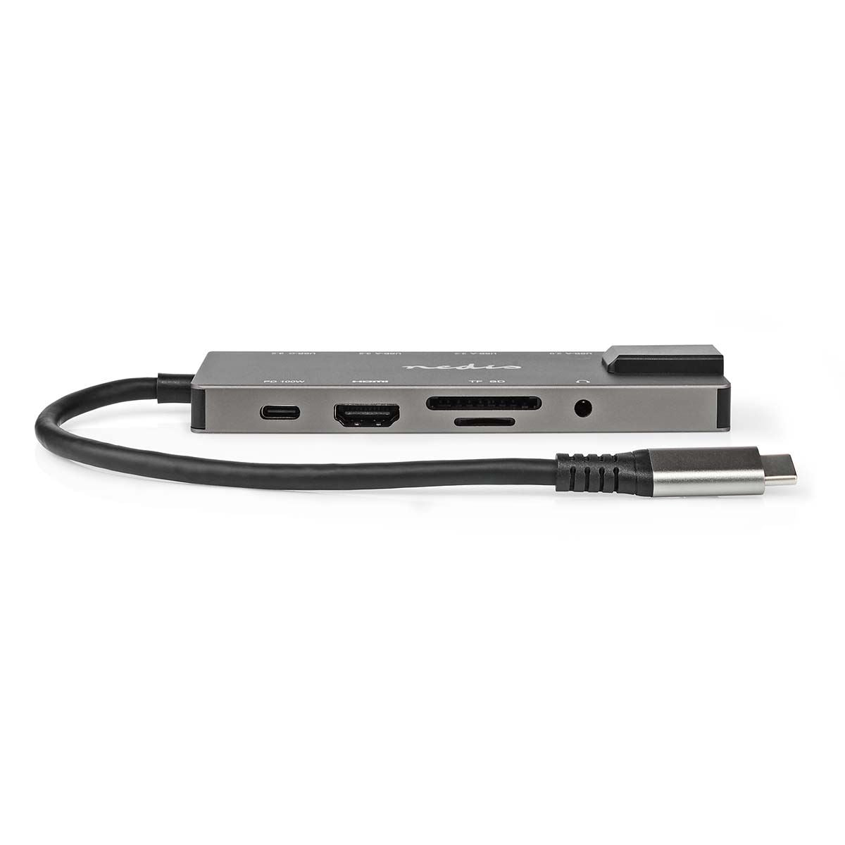 Nedis USB Multi-Port Adapter | USB 3.2 Gen 1 | USB-C™ Male | HDMI™ Output / RJ45 Female / SD / 2x USB-C™ / 3.5 mm Female / 3x USB-A Female | 5 Gbps | 0.20 m | Round | Gold Plated | PVC | Anthracite | Box