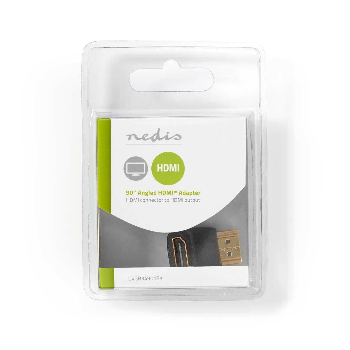Nedis HDMI™ Adapter | HDMI™ Connector | HDMI™ Output | Gold Plated | Angled 90° | ABS | Black | 1 pcs | Box