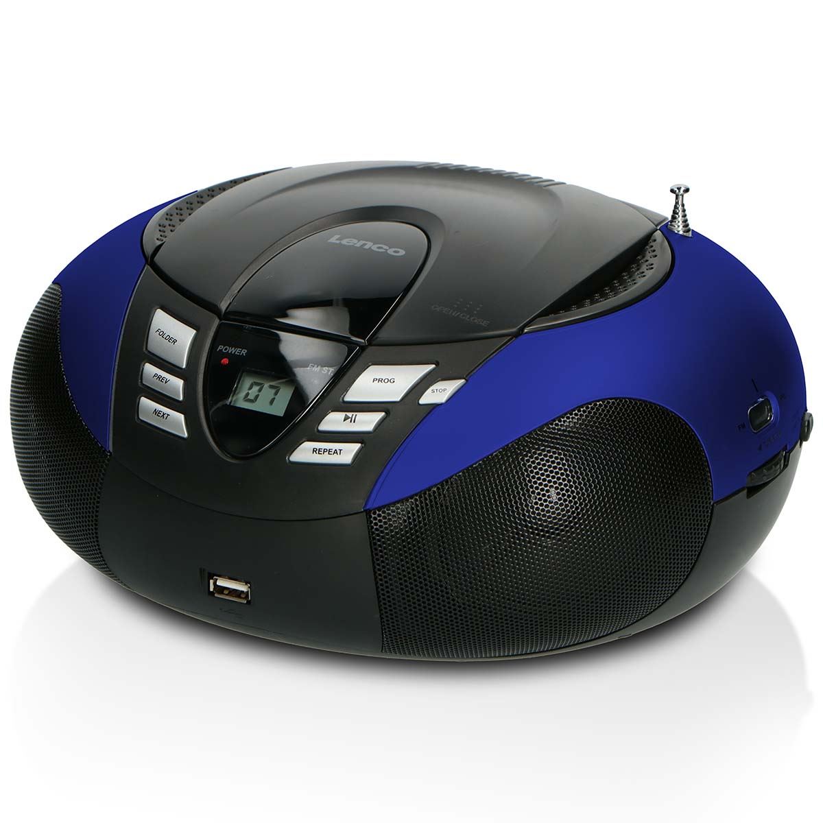 Lenco SCD-37 USB Blue Portable FM Radio CD and USB player Blue