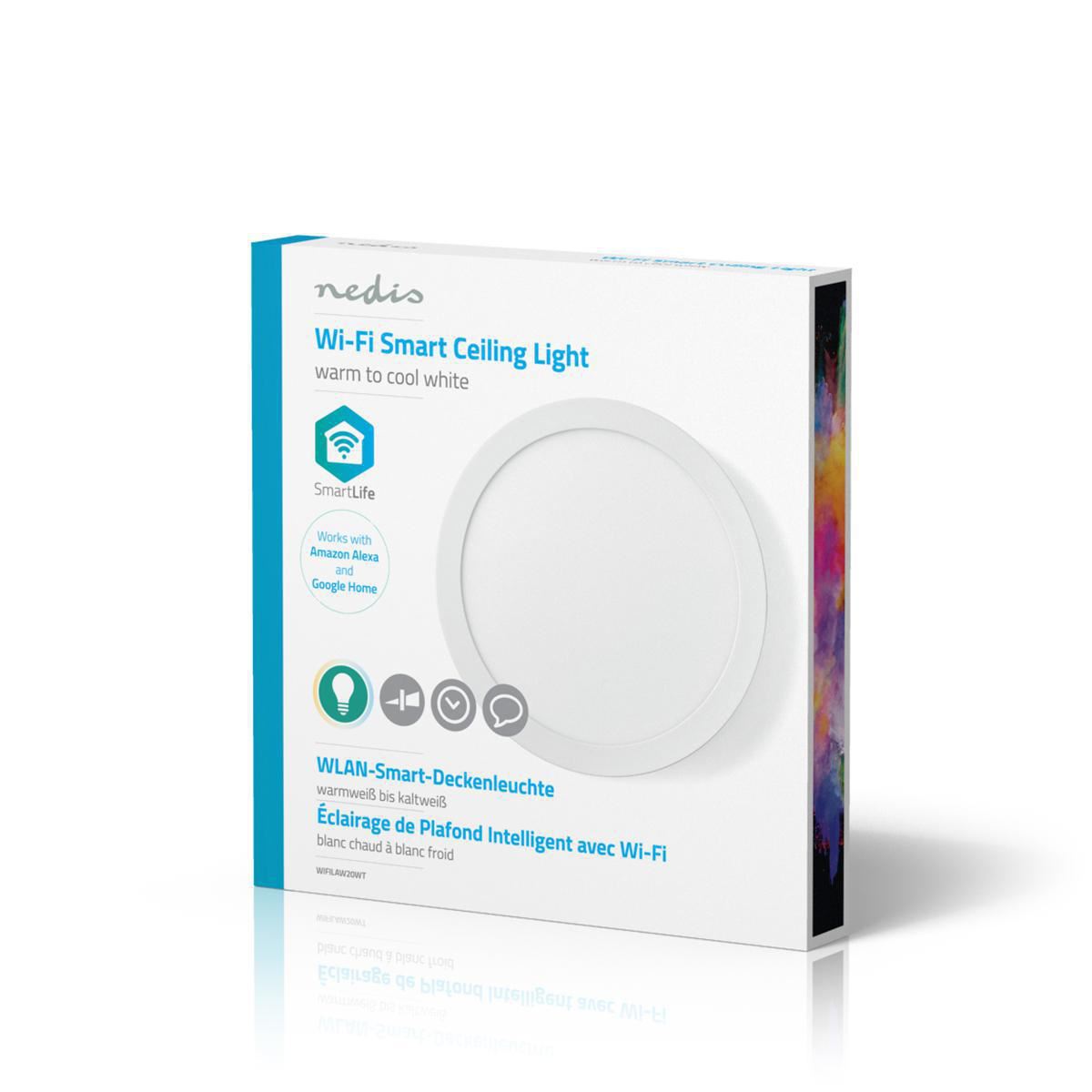 Nedis SmartLife Ceiling Light | Wi-Fi | Cool White / Warm White | Round | Diameter: 300 mm | 1200 lm | 2700 - 6500 K | IP20 | Energy class: G | Android™ / IOS
