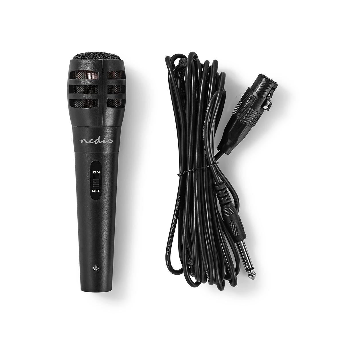 Nedis Wired Microphone | Cardioid | Detachable Cable | 5.00 m | 80 Hz - 12 kHz | 600 Ohm | -75 dB | On/Off switch | Travel case included | ABS / Aluminium | Black