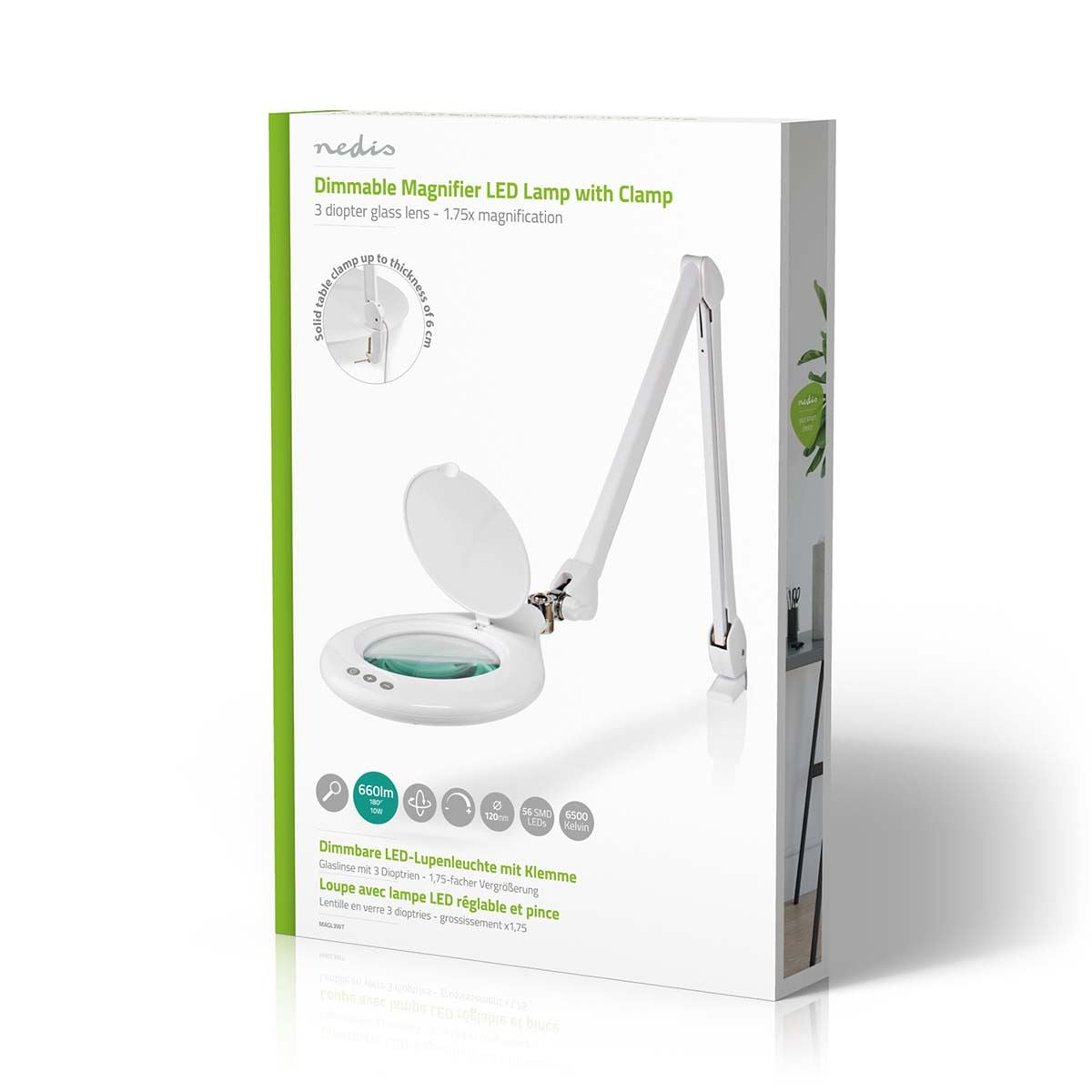 Nedis Magnifying Table Lamp | Lens strength: 3 Diopter | 6500 K | 10 W | 660 lm | White