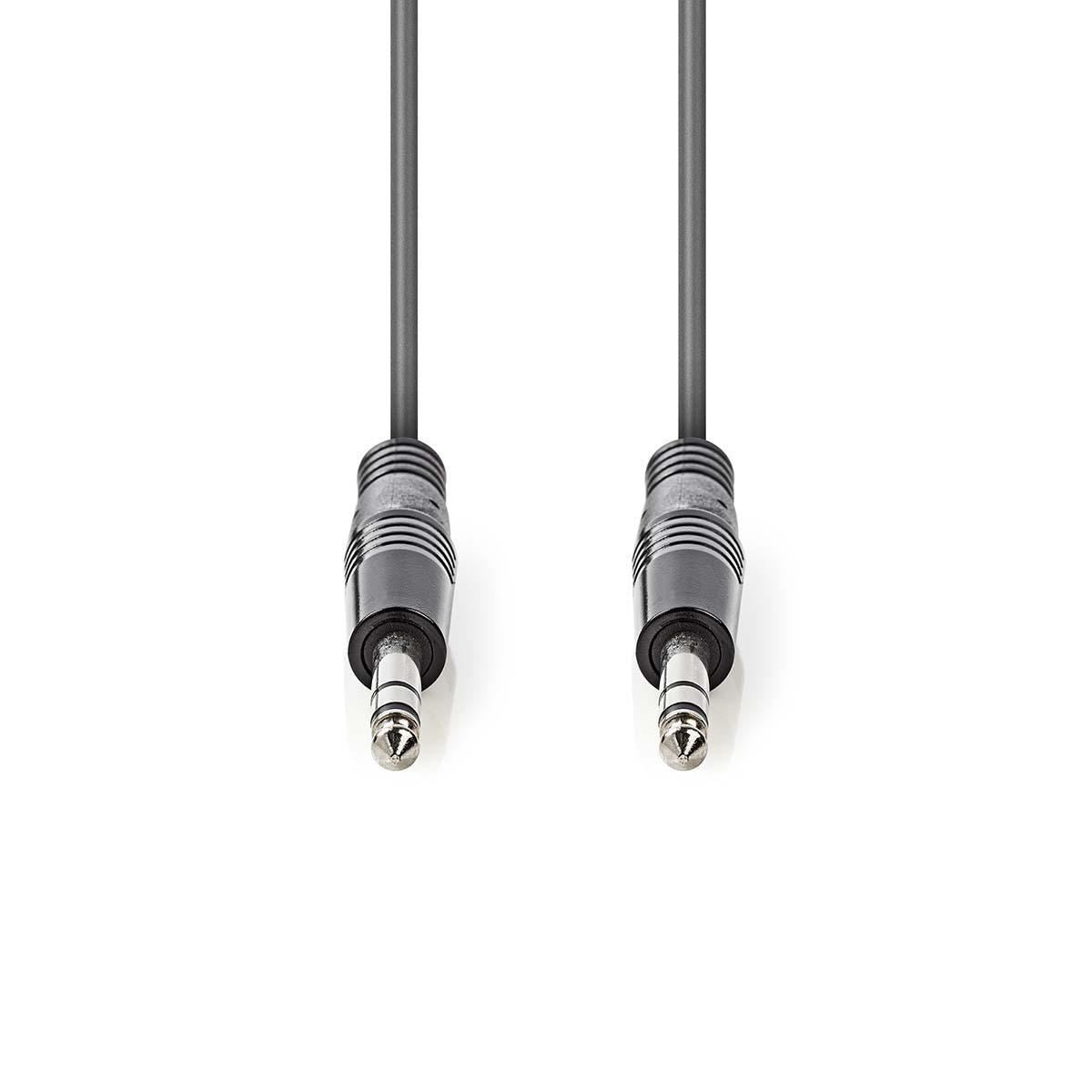 Nedis Stereo Audio Cable | 6.35 mm Male | 6.35 mm Male | Nickel Plated | 3.00 m | Round | Dark Grey | Carton Sleeve