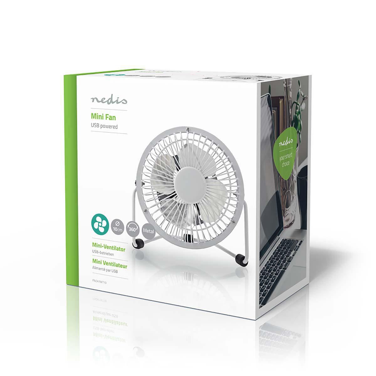 Nedis Table Fan | USB Powered | Diameter: 100 mm | 3 W | 1-Speed | White