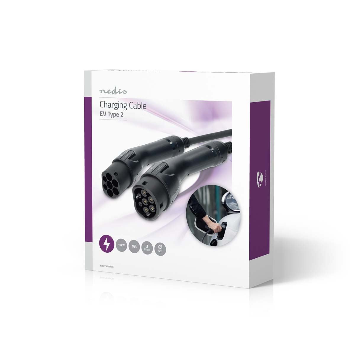Nedis Electric Vehicle Charge Cable | Cable Type 2 | 16 A | 11000 W | 3-Phases | 5.00 m | Black | Gift Box