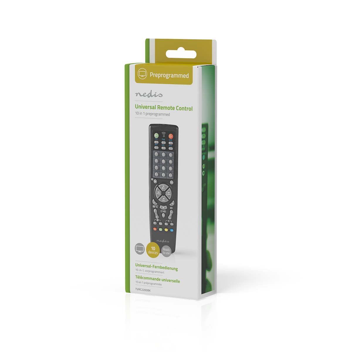 Nedis Universal Remote Control | Preprogrammed | 10 Devices | Memory Buttons / TV Guide Button | Infrared | Black | HS01955