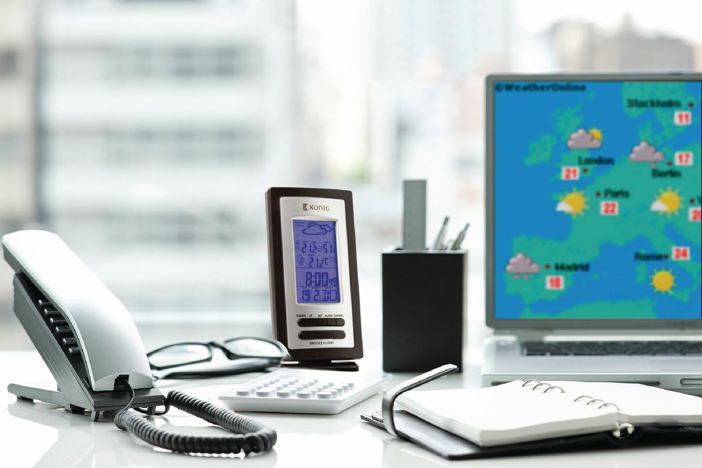 Nedis Weather Station | Indoor & Outdoor | Including wireless weather sensor | Weather forecast | Time display | LCD Display | Alarm clock function
