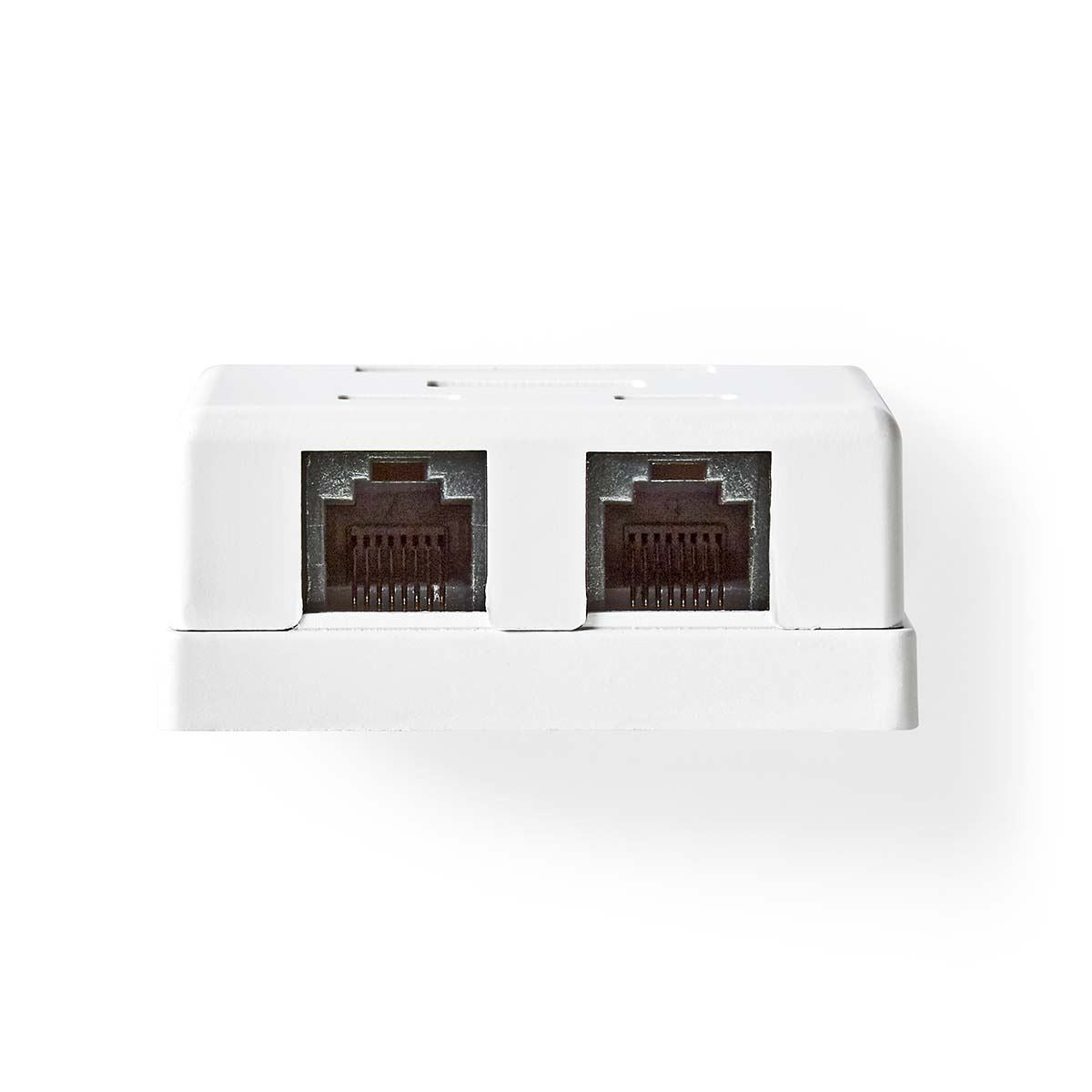 Nedis Network Wall Box | On-Wall | 2 port(s) | UTP CAT6 | Straight | Female | Gold Plated | PVC | White | Box