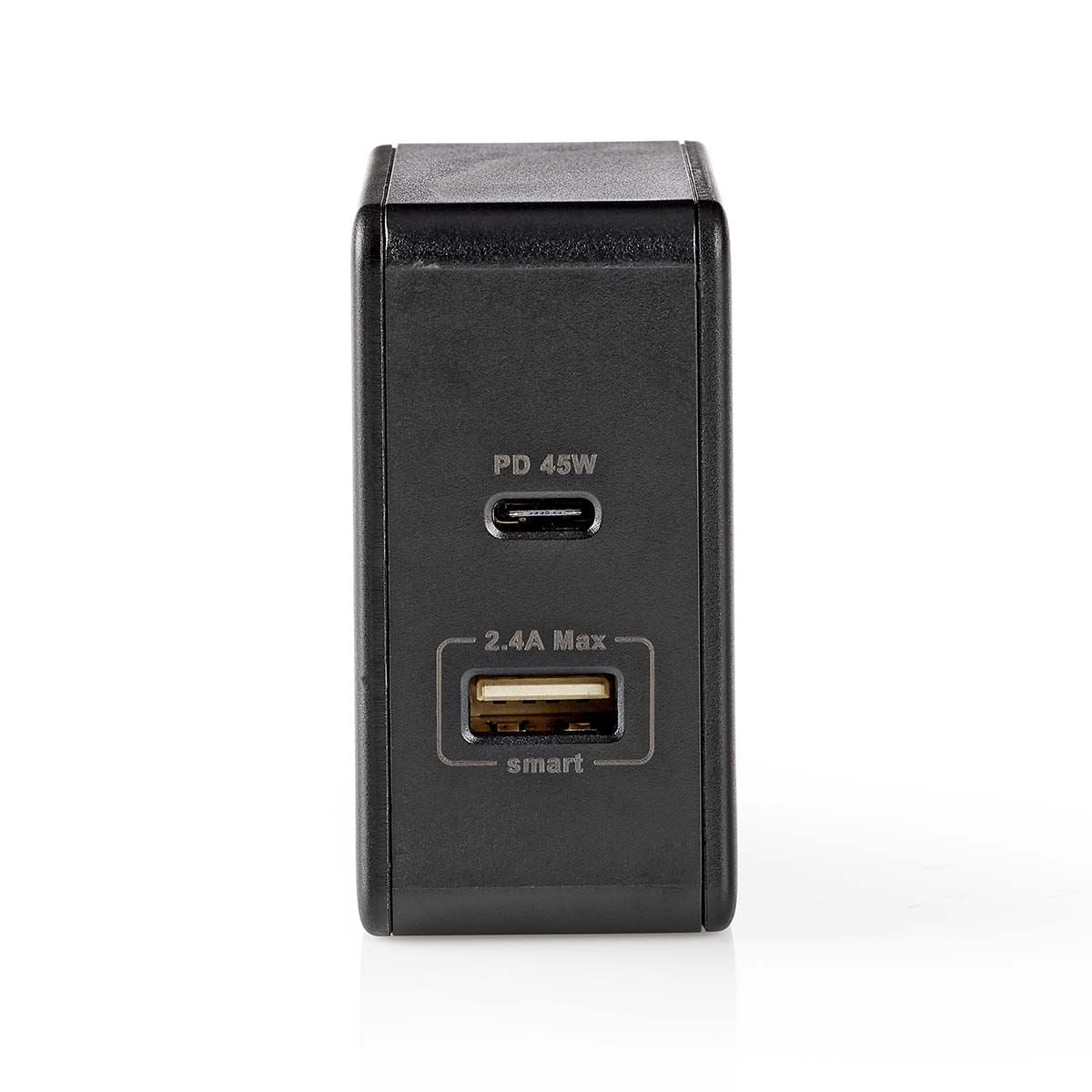 Nedis Wall Charger | 57 W | Quick charge feature | 2.25 / 2.4 / 3.0 A | Number of outputs: 2 | USB-A / USB-C™ | No Cable Included | Automatic Voltage Selection | Black