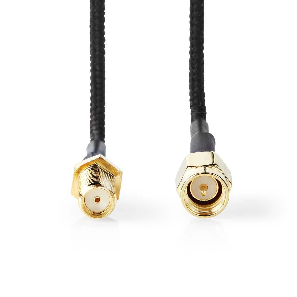 Nedis SMA Cable | SMA Female | SMA Male | Gold Plated | 50 Ohm | Single Shielded | 0.50 m | Round | Braided | Black | Label