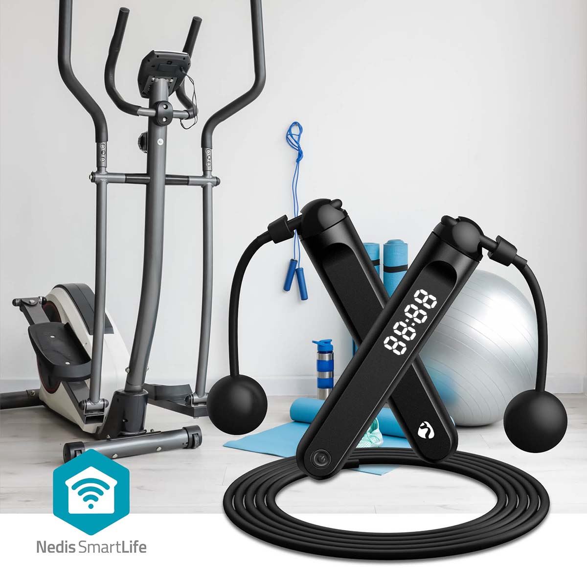 Nedis Outdoor Sports | Jumping Rope | Bluetooth® | Dual Hall sensor | LED Display | Cordless balls / Drawstring Bag | Black